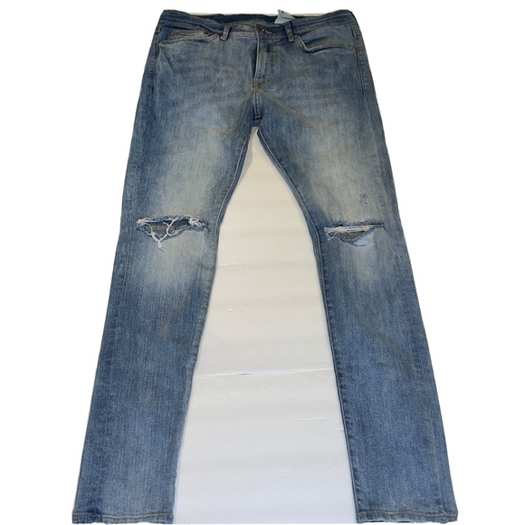 & Denim Jeans H&M Womens Size 32/32 Jeggings Distressed  Stretch Super Skinny - Picture 1 of 9